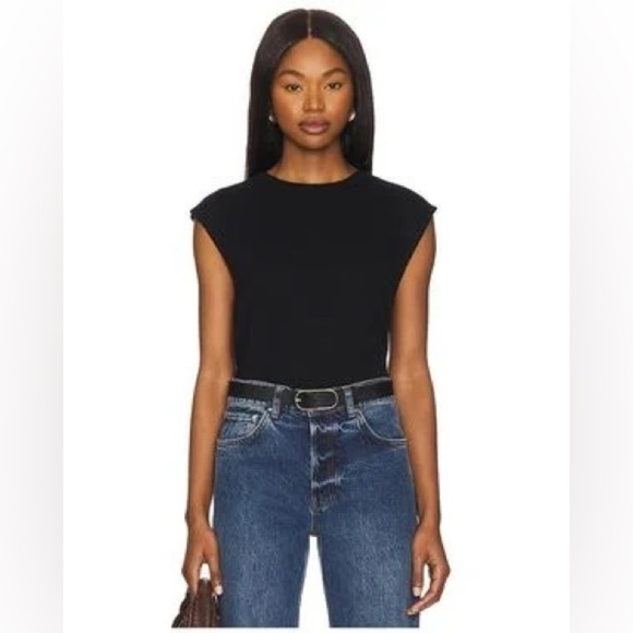 House of Harlow 1960 Sleeveless Crewneck Bodysuit in Black - Picture 1 of 7